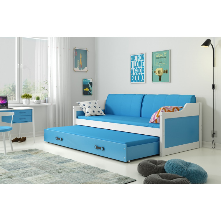 Detská posteľ s prístelkou DÁVID 190 x 80 cm biela modrá